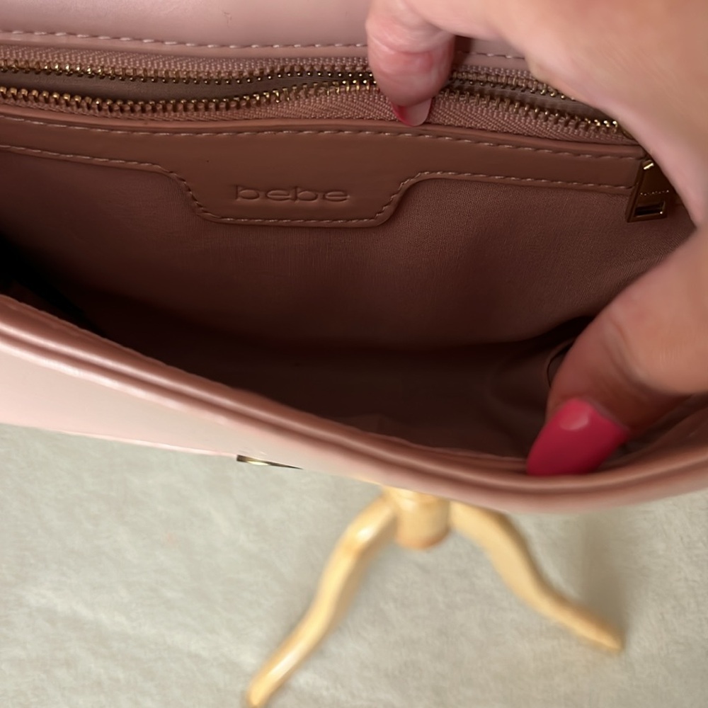 Bebe pink quilted gold chain crossbody bag with studs - Picture 9 of 17